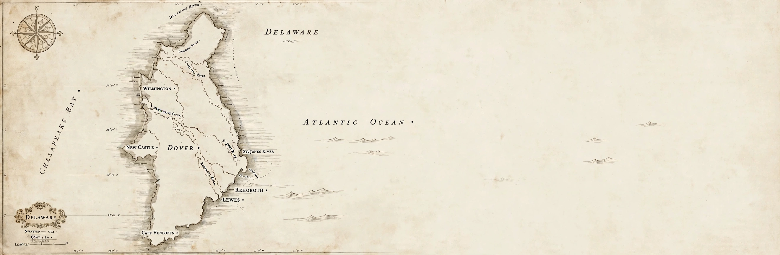 Antique nautical chart of Delaware Bay
