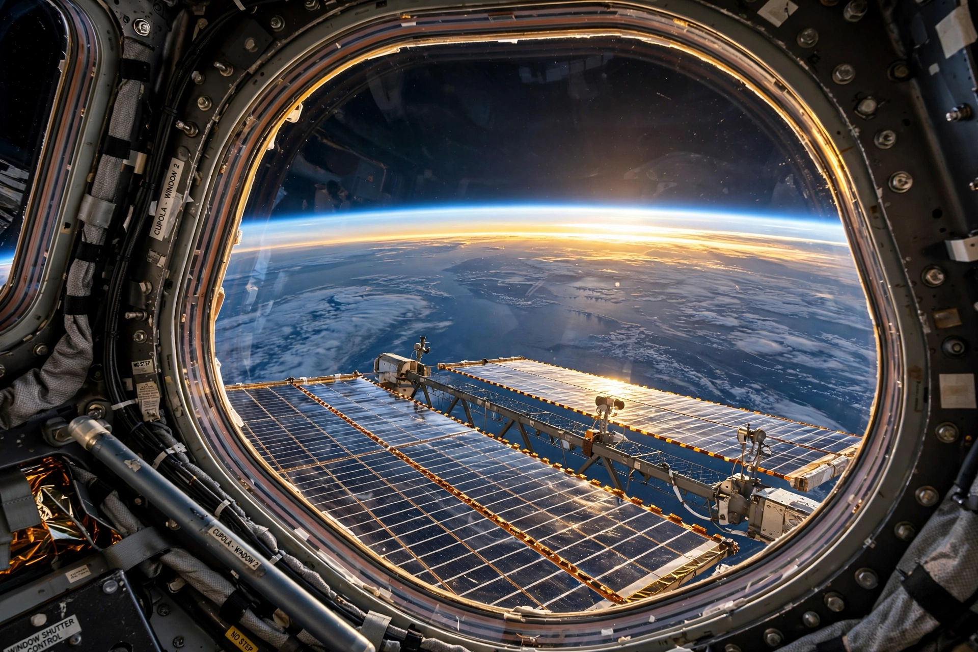 Orbital dawn over Earth's horizon