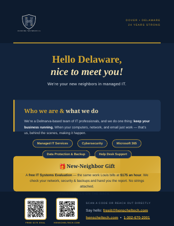 Hello Delaware greeting flyer thumbnail
