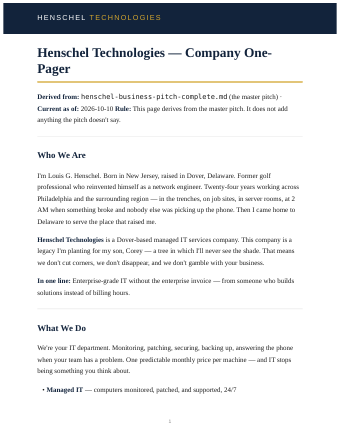 Tezla Group company one-pager thumbnail